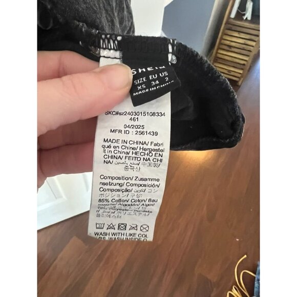 Shein Black Acid Wash Denim Mini Dress Corset Fit & Flare Sleeveless XS - Picture 5 of 5